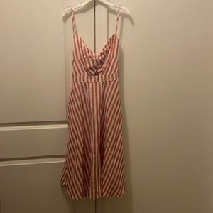 Red striped open back dress